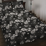 Monochrome Hawaiian Floral Print Quilt Bed Set