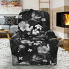 Monochrome Hawaiian Floral Print Recliner Slipcover