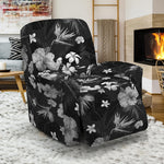 Monochrome Hawaiian Floral Print Recliner Slipcover