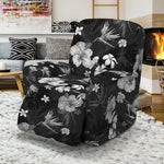 Monochrome Hawaiian Floral Print Recliner Slipcover