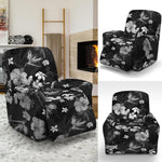 Monochrome Hawaiian Floral Print Recliner Slipcover