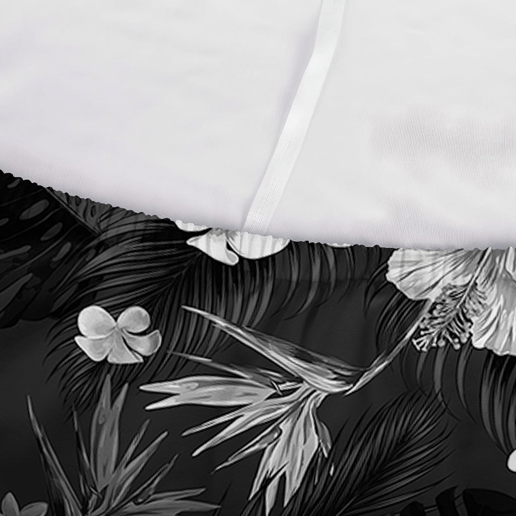 Monochrome Hawaiian Floral Print Sofa Cover