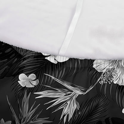 Monochrome Hawaiian Floral Print Sofa Cover
