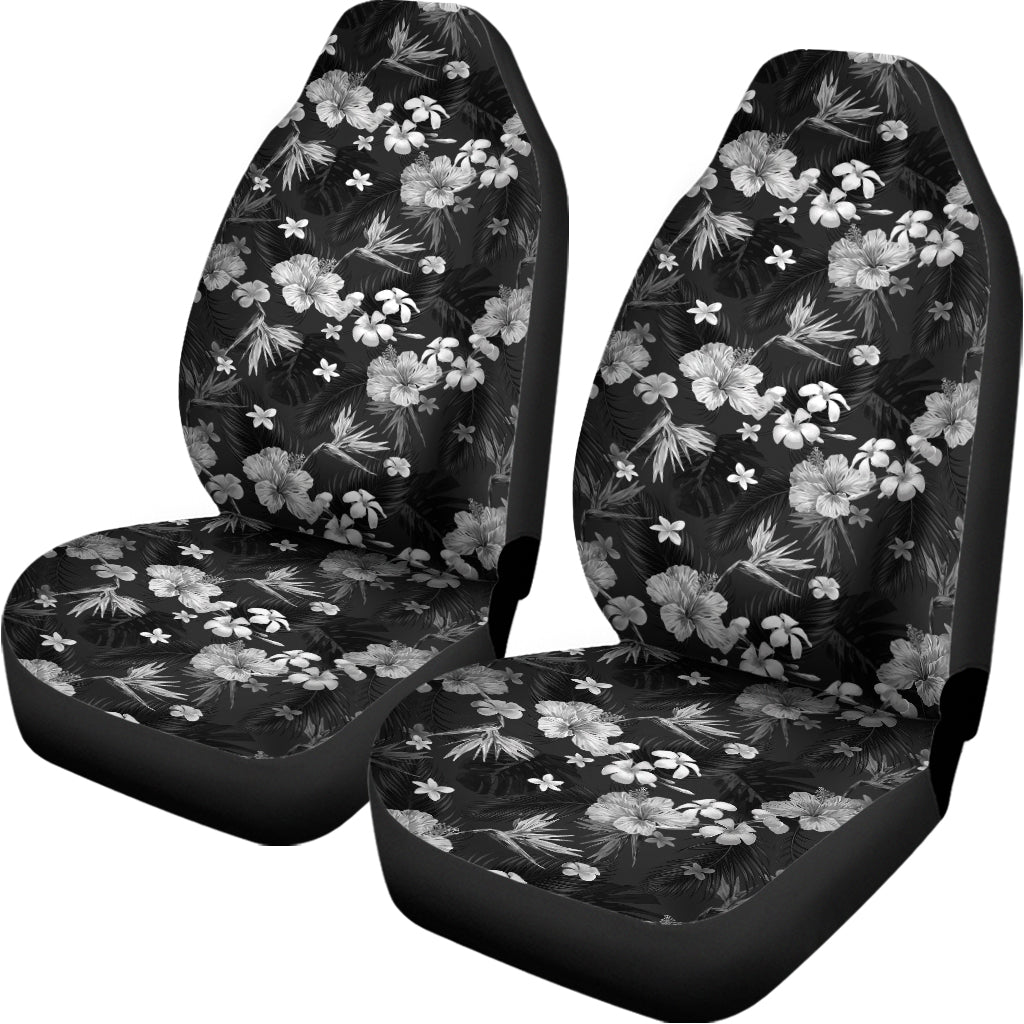 Monochrome Hawaiian Floral Print Universal Fit Car Seat Covers