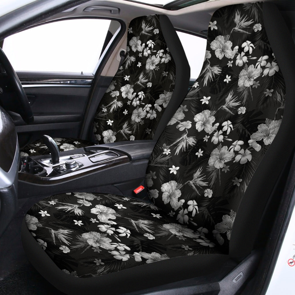 Monochrome Hawaiian Floral Print Universal Fit Car Seat Covers