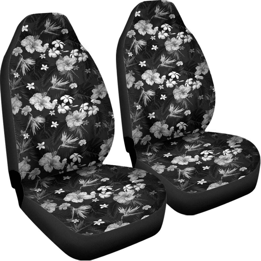 Monochrome Hawaiian Floral Print Universal Fit Car Seat Covers