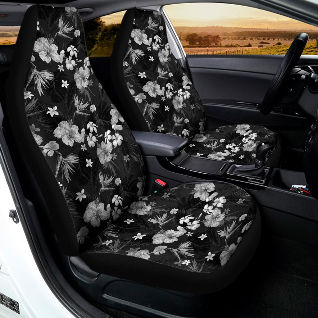 Monochrome Hawaiian Floral Print Universal Fit Car Seat Covers