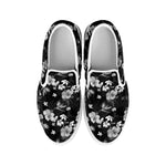 Monochrome Hawaiian Floral Print White Slip On Shoes