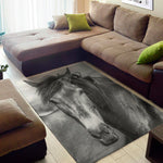 Monochrome Horse Print Area Rug