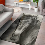 Monochrome Horse Print Area Rug