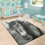 Monochrome Horse Print Area Rug