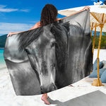 Monochrome Horse Print Beach Sarong Wrap