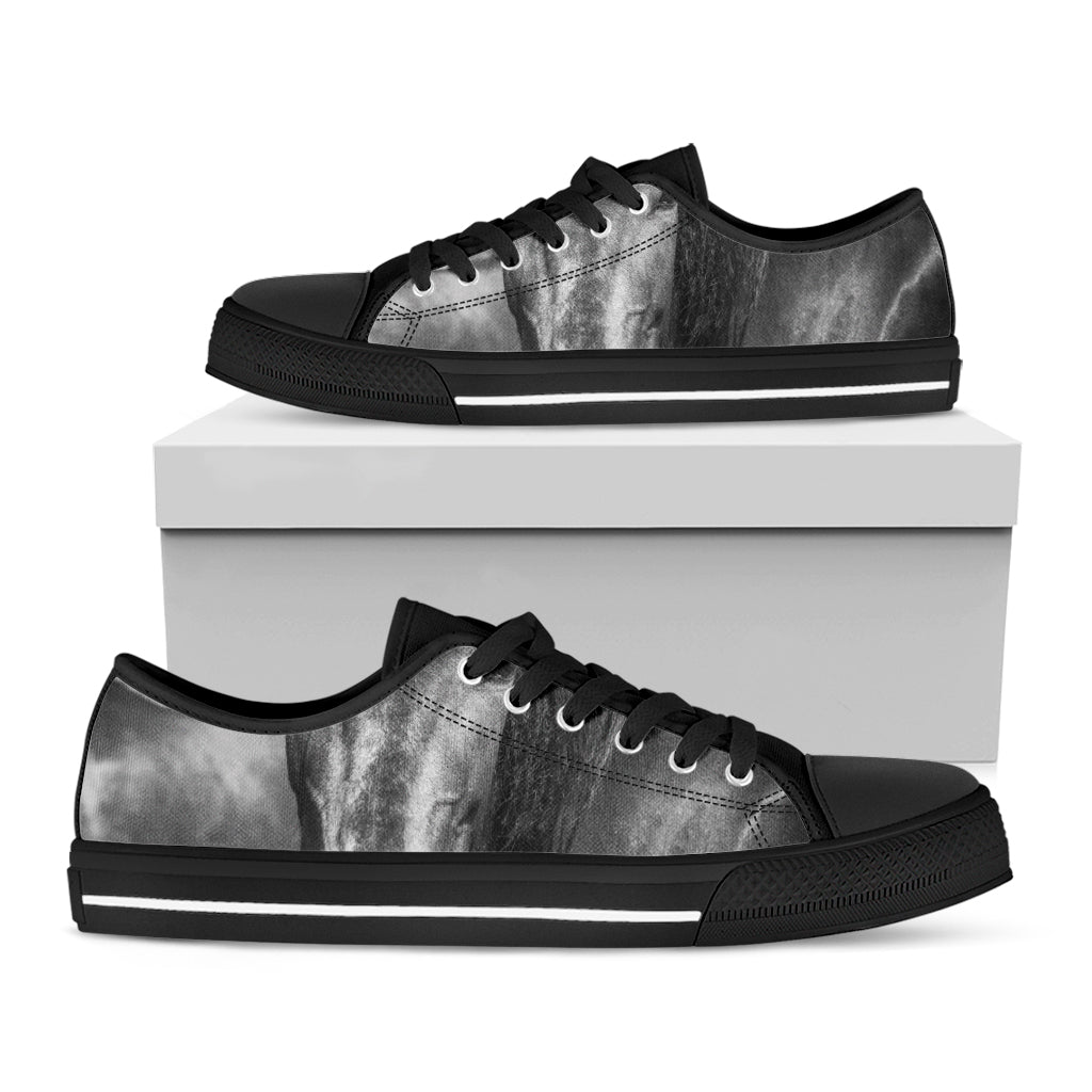 Monochrome Horse Print Black Low Top Shoes