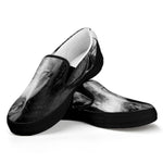 Monochrome Horse Print Black Slip On Shoes