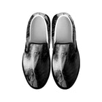 Monochrome Horse Print Black Slip On Shoes