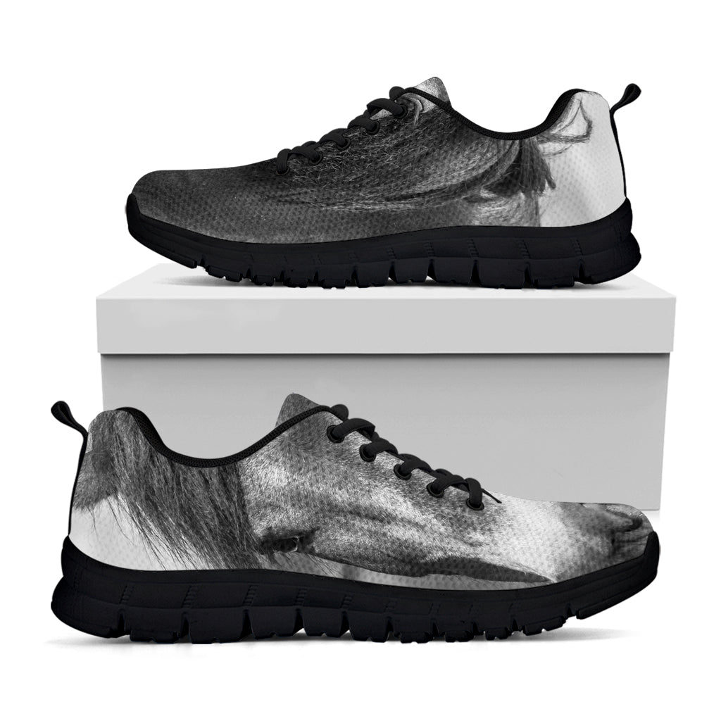Monochrome Horse Print Black Sneakers