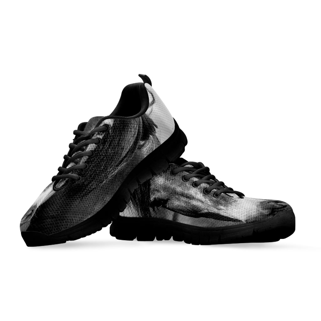 Monochrome Horse Print Black Sneakers