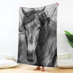 Monochrome Horse Print Blanket