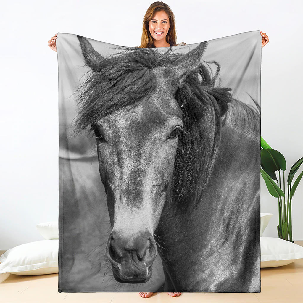 Monochrome Horse Print Blanket