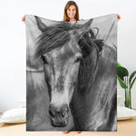 Monochrome Horse Print Blanket