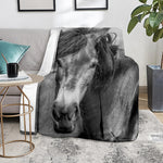 Monochrome Horse Print Blanket