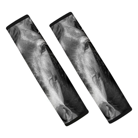 Monochrome Horse Print Car Seat Belt Covers
