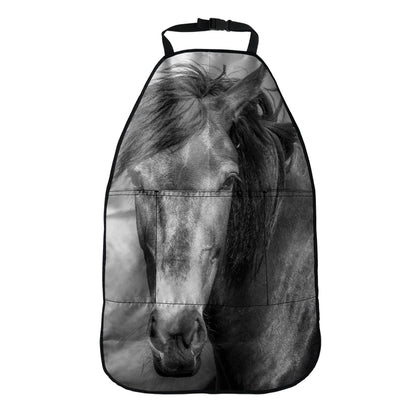 Monochrome Horse Print Car Seat Organizers