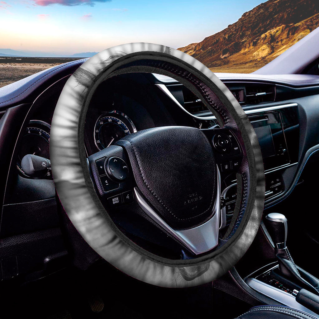 Monochrome Horse Print Car Steering Wheel Cover