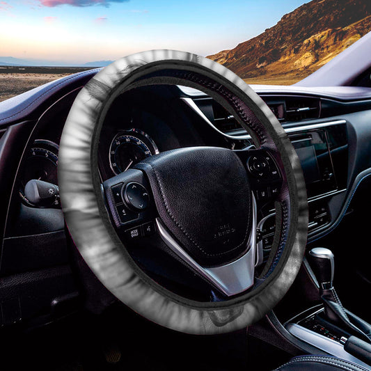 Monochrome Horse Print Car Steering Wheel Cover