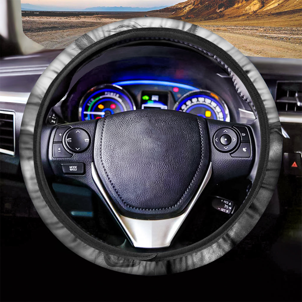 Monochrome Horse Print Car Steering Wheel Cover