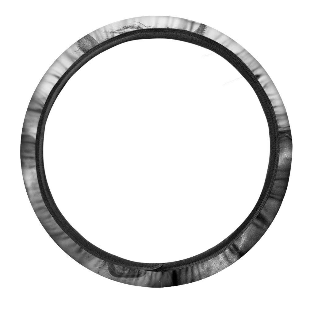 Monochrome Horse Print Car Steering Wheel Cover
