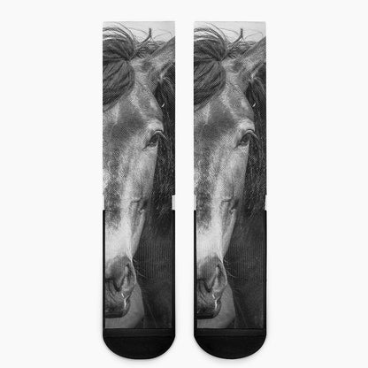 Monochrome Horse Print Crew Socks