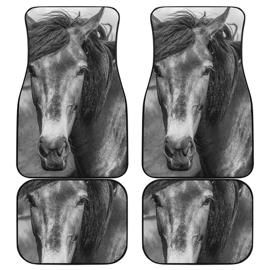 Monochrome Horse Print Front and Back Car Floor Mats