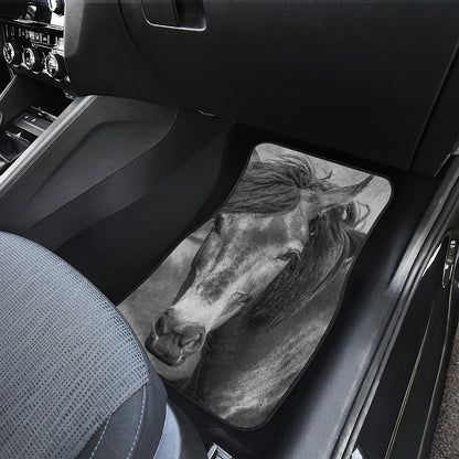 Monochrome Horse Print Front and Back Car Floor Mats
