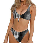 Monochrome Horse Print Front Bow Tie Bikini