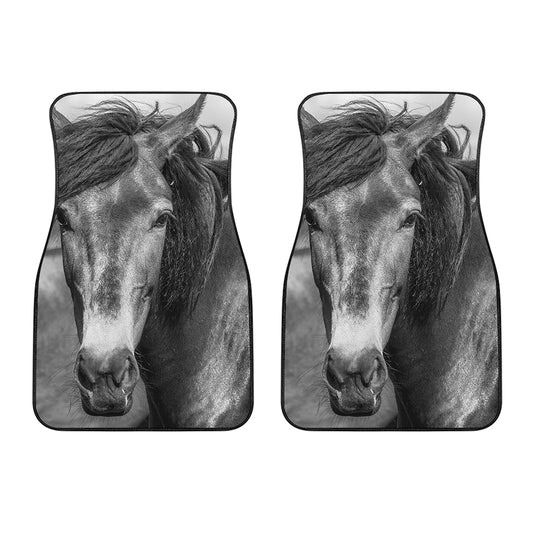 Monochrome Horse Print Front Car Floor Mats