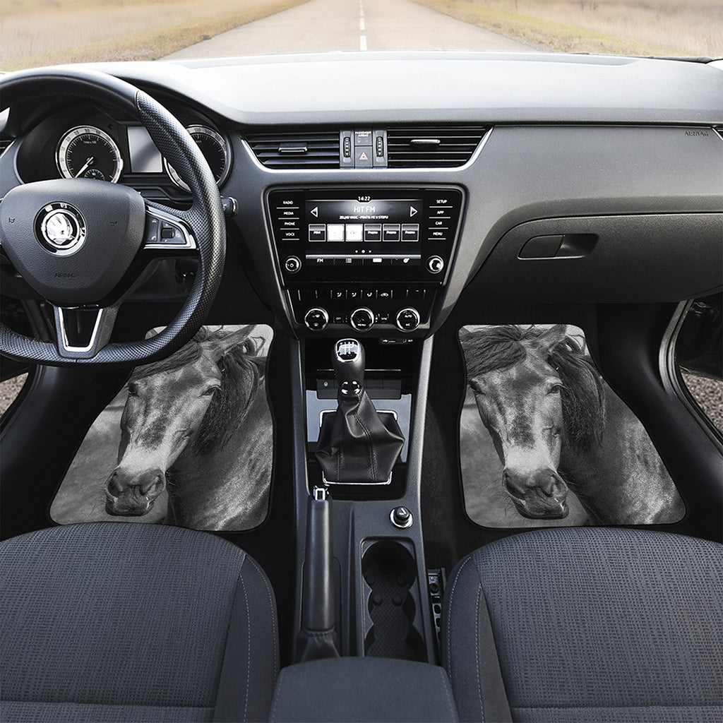 Monochrome Horse Print Front Car Floor Mats