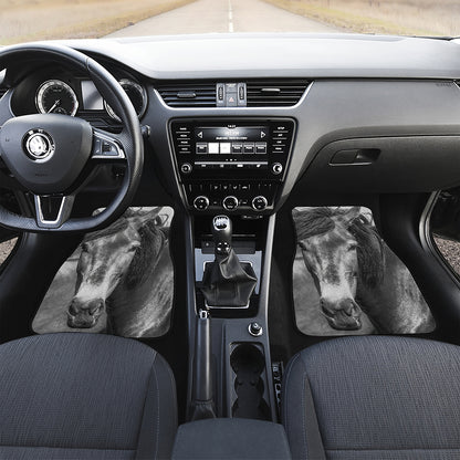 Monochrome Horse Print Front Car Floor Mats