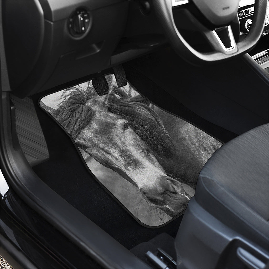 Monochrome Horse Print Front Car Floor Mats