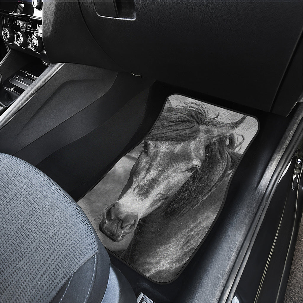 Monochrome Horse Print Front Car Floor Mats