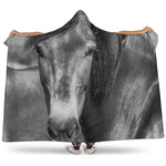 Monochrome Horse Print Hooded Blanket