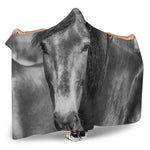 Monochrome Horse Print Hooded Blanket