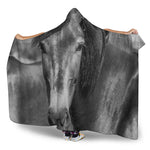Monochrome Horse Print Hooded Blanket