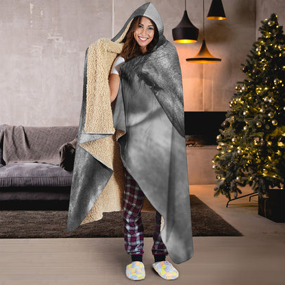 Monochrome Horse Print Hooded Blanket