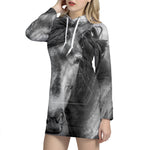 Monochrome Horse Print Hoodie Dress