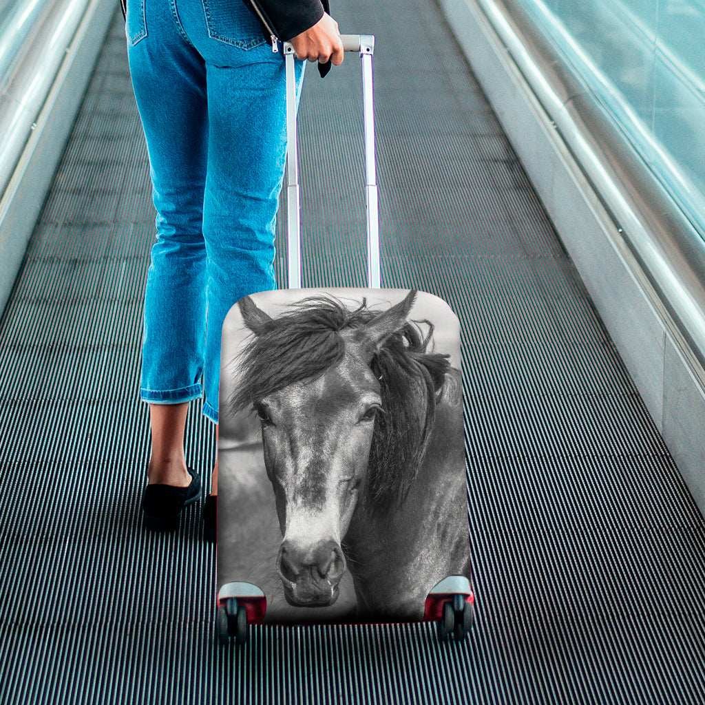 Monochrome Horse Print Luggage Cover