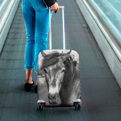 Monochrome Horse Print Luggage Cover