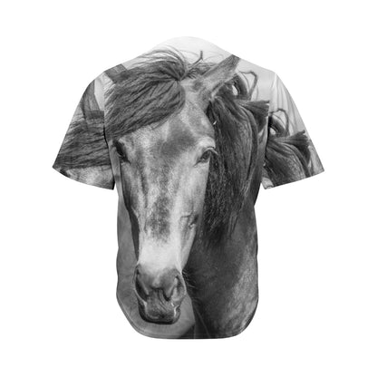 Monochrome Horse Print Men's Baseball Jersey