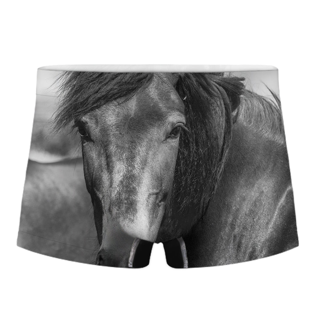 Monochrome Horse Print Men's Boxer Briefs