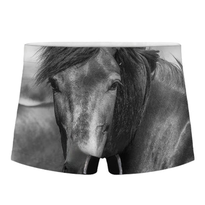 Monochrome Horse Print Men's Boxer Briefs